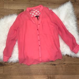 Roxy Pink Button Down Blouse